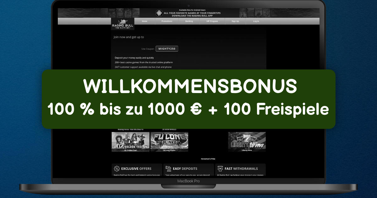 Raging Bull Casino welcome bonus
